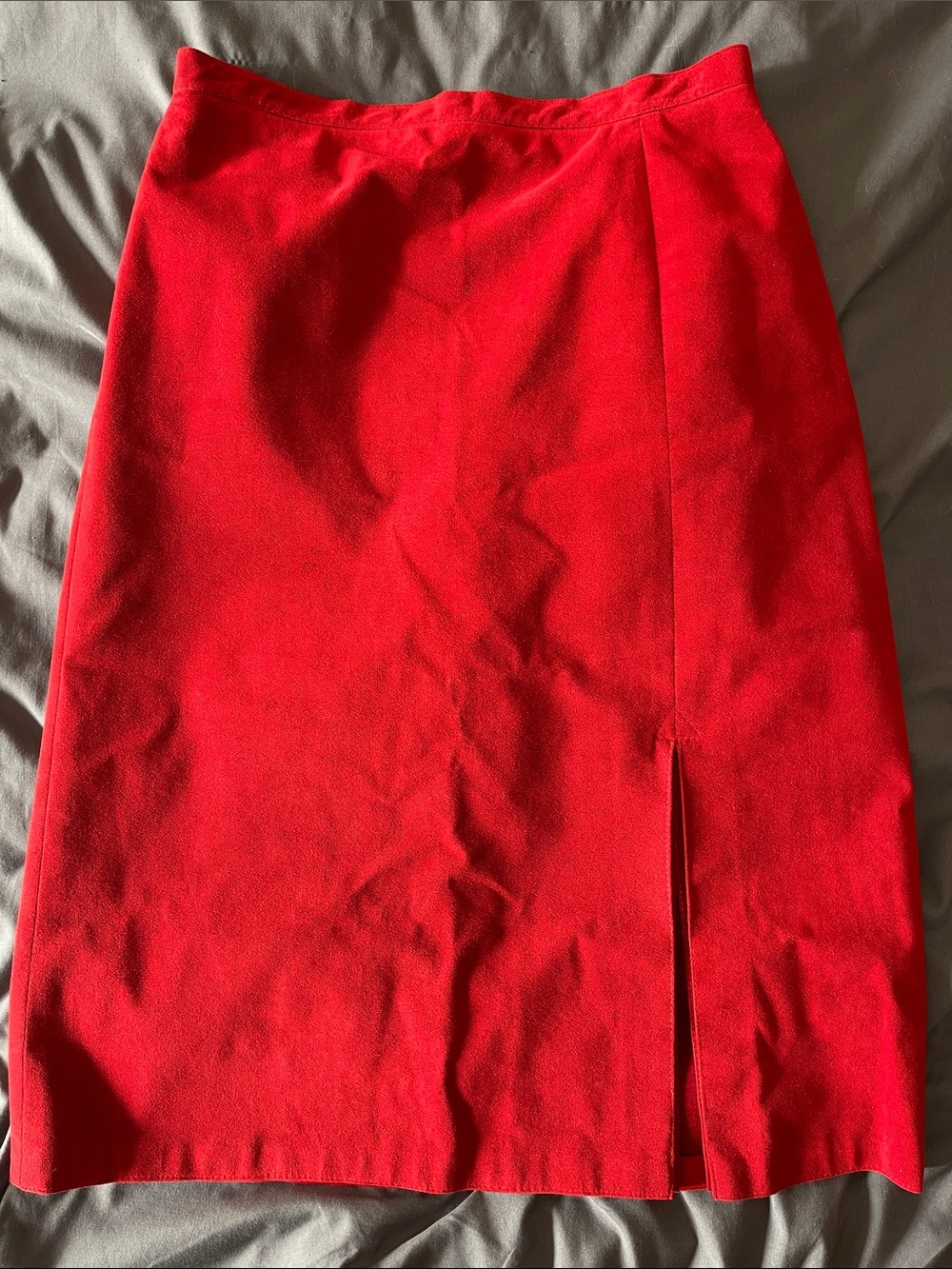 Olympic Red Ultra Suede Midi Skirt - Classic Straight Silhouette Granny’s Closet